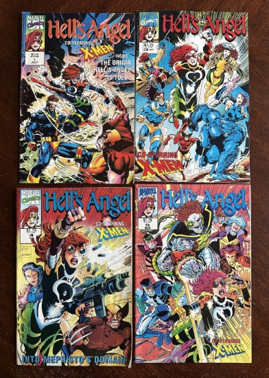 Hell's Angels Co Starring X-Men Lot of 4 Comics Marvel Comics July 1992 #1, Sept 1992 #3, Oct 1992 #