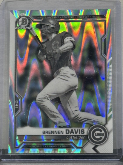 Brennen Davis 2021 Bowman Chrome Black and White Raywave Refractor #BDC-124