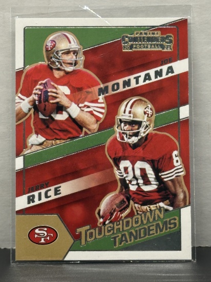 Joe Montana Jerry Rice 2022 Panini Contenders Touchdown Tandems Insert #TDT-SF9