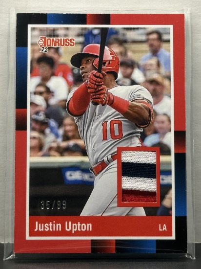 Justin Upton 2022 Panini Donruss 1988 Retro (#35/99) Tri Color Patch Jersey Patch Insert #R88M-JU