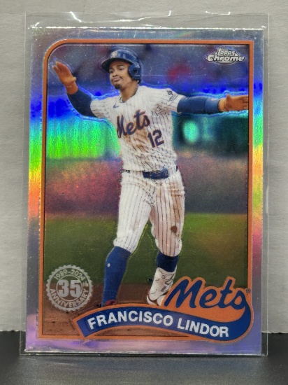 Francisco Lindor 2024 Topps Chrome 1989 Design Refractor Insert #89CU-20