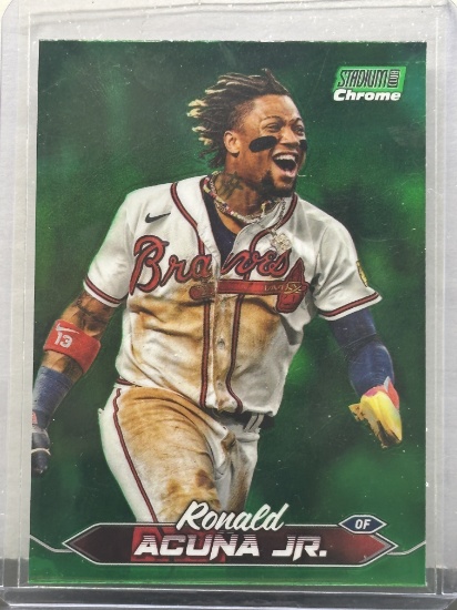 Ronald Acuna Jr. 2024 Topps Stadium Club Chrome Green Refractor #100