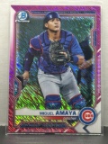 Miguel Amaya 2021 Bowman Chrome Magenta Shimmer (#18/199) Refractor #BCP-148