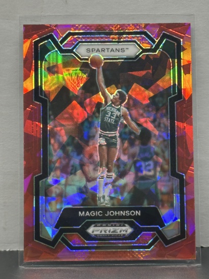 Magic Johnson 2024 Panini Prizm Draft Picks Red Cracked Ice Prizm #23