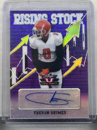 Trevon Grimes 2021 Leaf Valiant Rising Stock Purple (#18/25) Refractor Rookie Auto #RS-TG1