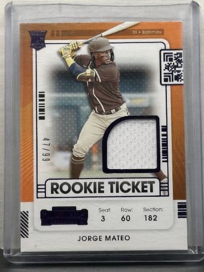 Jorge Mateo 2021 Panini Contenders Rookie Ticket Jersey Patch Purple (#47/99) Foil RC Insert #RTJ-JM