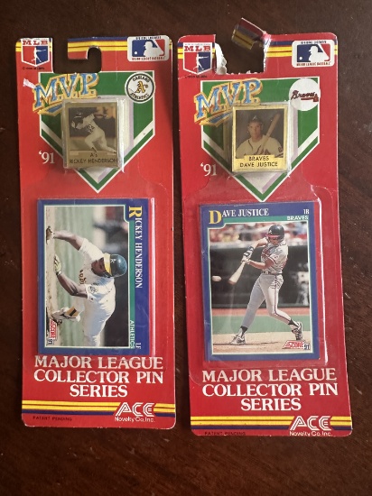 David Justice Rickey Henderson 1991 Major League Collector Pin Series Lot of 2