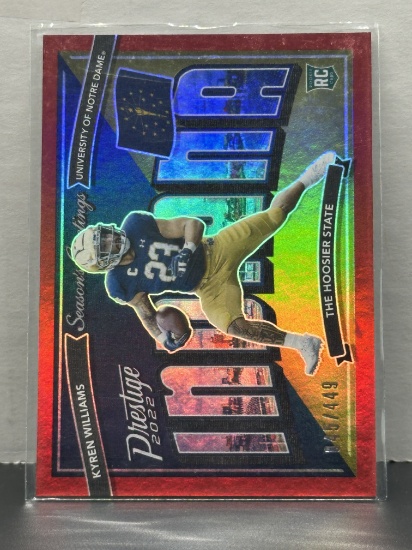 Kyren Williams 2022 Panini Prestige Season's Greetings Red (#45/449) Foil Rookie RC Insert #SG-16