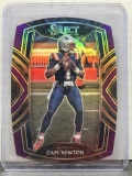 Cam Newton 2020 Panini Select Club Level Purple Prizm Die Cut #236