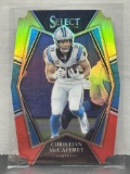 Christian McCaffrey 2021 Panini Select Premier Level Red Blue Yellow Prizm Die Cut #107