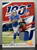Matthew Stafford 2019 Panini Chronicles Prime (#20/25) Jersey Patch #33