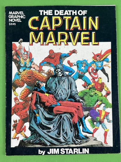 Marvel Graphic Novel 1, Death of Captain Marvel, 1982, 2nd print, Cover art inspired by Michelangelo