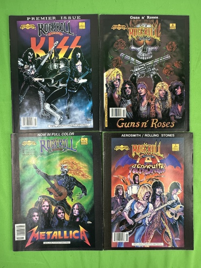 Rock N Roll Comics 1, 3, 4, 5; Kiss, Guns N' Roses, Metallica, Aerosmith