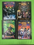 Rock N Roll Comics 1, 3, 4, 5; Kiss, Guns N' Roses, Metallica, Aerosmith