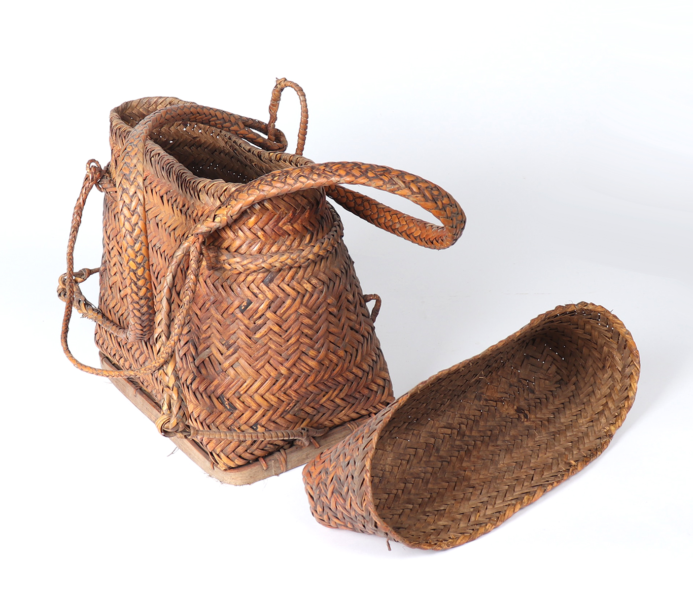Vintage Ifugao Handwoven Wicker Basket Backpack Vintage Asian Woven Rattan Bamboo Rice Traditional Harvest  main image 4