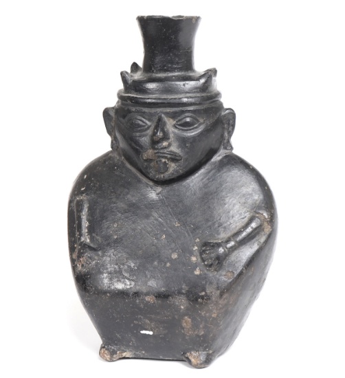 Ancient Chimu Black Ware Figural Vessel, ca 500 - 800 AD