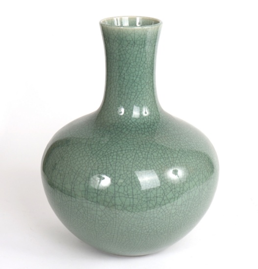Large Chinese Celadon Crackle Glazed Porcelain Vase