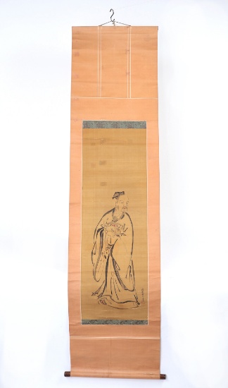 19th Century Painted Kakemono Japanese Scroll