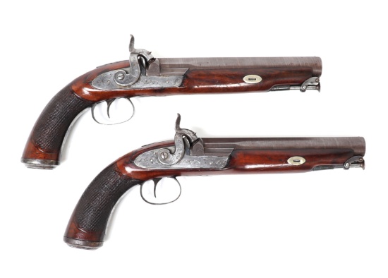 Pair of English Officer's Percussion Pistols, by Charles Maybury 1845