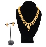 Cartier Style Jaguar Chain Necklace & Earrings