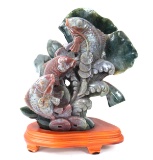 Gorgeous Rainbow Hardstone Koi Fish Statue