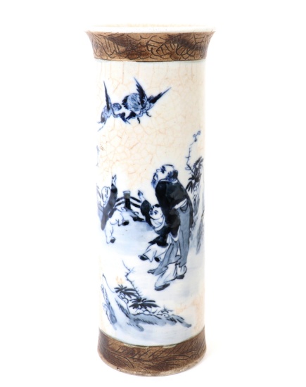 Chinese Cylindrical Crackle Glaze Vase