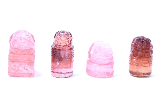 Miniature Pink Tourmaline Carved Zoomorphic Beasts