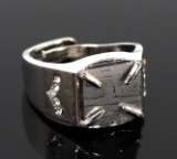 Lovely Meteorite Cut Slab Ring