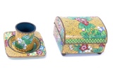 Yellow Ground Chinese Cloisonne Smoker's Set