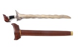 19th C. 13 Wave Moro Sulu Kris w/ Scabbard
