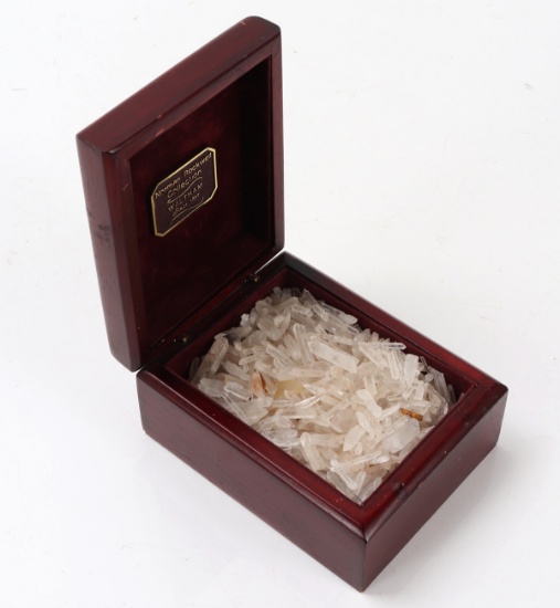 Fine Collection of Crystal Quarts Terminals in a Commemorative Maple Wood Box