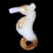 Chinese White and Brown Jade Style Stone Seahorse Pendant