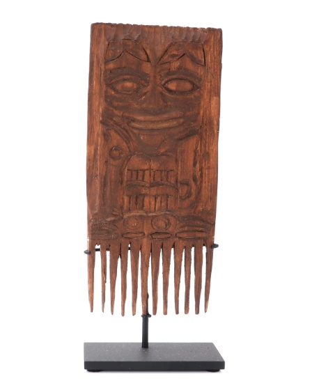 Pacific Northwest Wood Carved Comb w/Stand