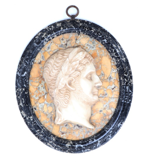Fine Grand Tour Mixed Marble Roman Emperor Plaque