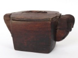 Indonesian Wood Carved Mortar w/Cover