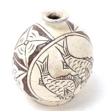 Beautiful Korean Porcelain Flask, Double Fish
