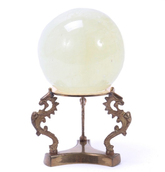 Gorgeous Rock Crystal Quartz Sphere on Custom Stand