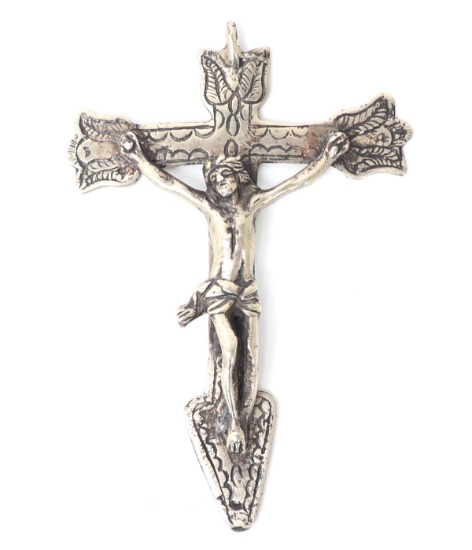 Large Antique Sterling Silver Crucifix, 86g
