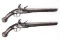 Brace of Silver Inlaid & Engraved Flintlock Cavalry Pistols, Late 18th c.