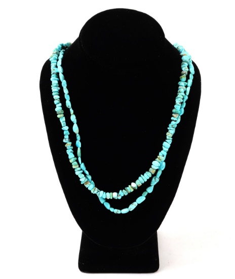 Dual Strand Raw Turquoise Necklace