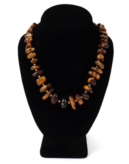 Stunning All Natural Tiger's Eye Beaded Necklace