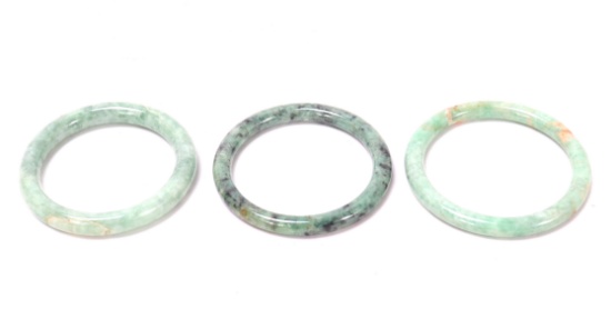 Trio of Lovely Chinese Stone Carved Bangle Bracelets