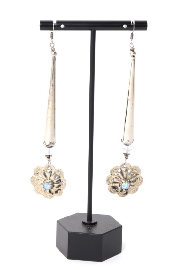 Stunning Fire Opal & Sterling Silver Earrings