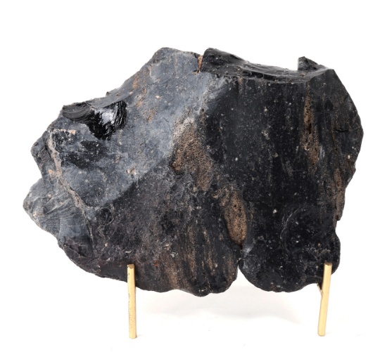 Large Raw Unpolished Obsidian Specimen w/Stand