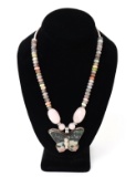 Stunning Rhodonite & Multi-Gem Butterfly Necklace