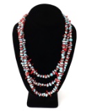 Turquoise & Coral Tripple Strand Necklace