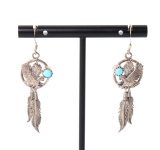Sterling Silver Zuni Eagle & Feathers Earrings