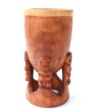 Rare Hand Carved Tahitian Tiki Bowl