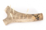 Handsome Elk Antler Carved Scrimshaw Cribbage Board