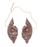 Pair of Wood Carved Burmese Plumb Line